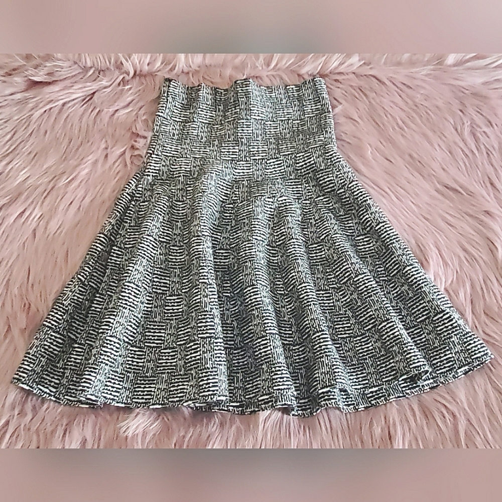 Black White Pattern Plaid High Waisted A line Mini Skirt
